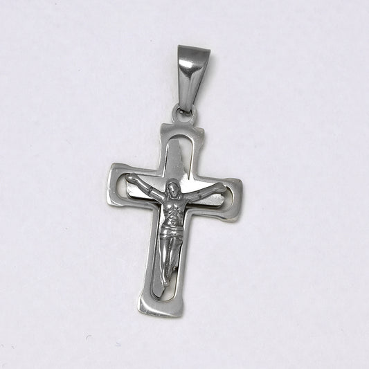 Stainless steel cutout crucifix with rounded cross edges - NCSSP031