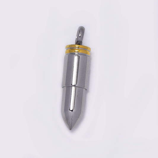 Stainless steel silver and gold bullet pendant - NCSSP033