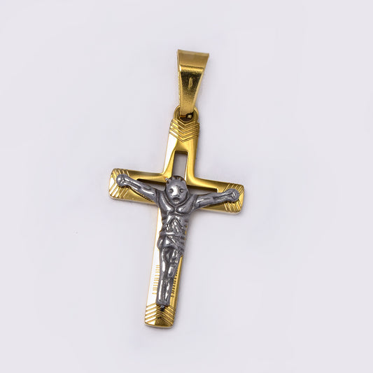 Stainless steel two toned crucifix pendant - NCSSP034