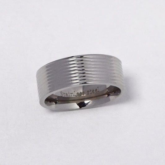 Stainless steel broad 8mm thin groove ring - NCSSR016