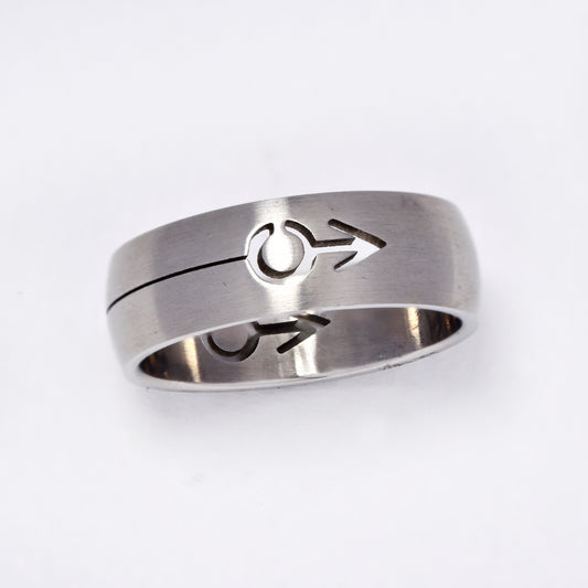 Stainless steel cutout gender symbol ring - NCSSR020