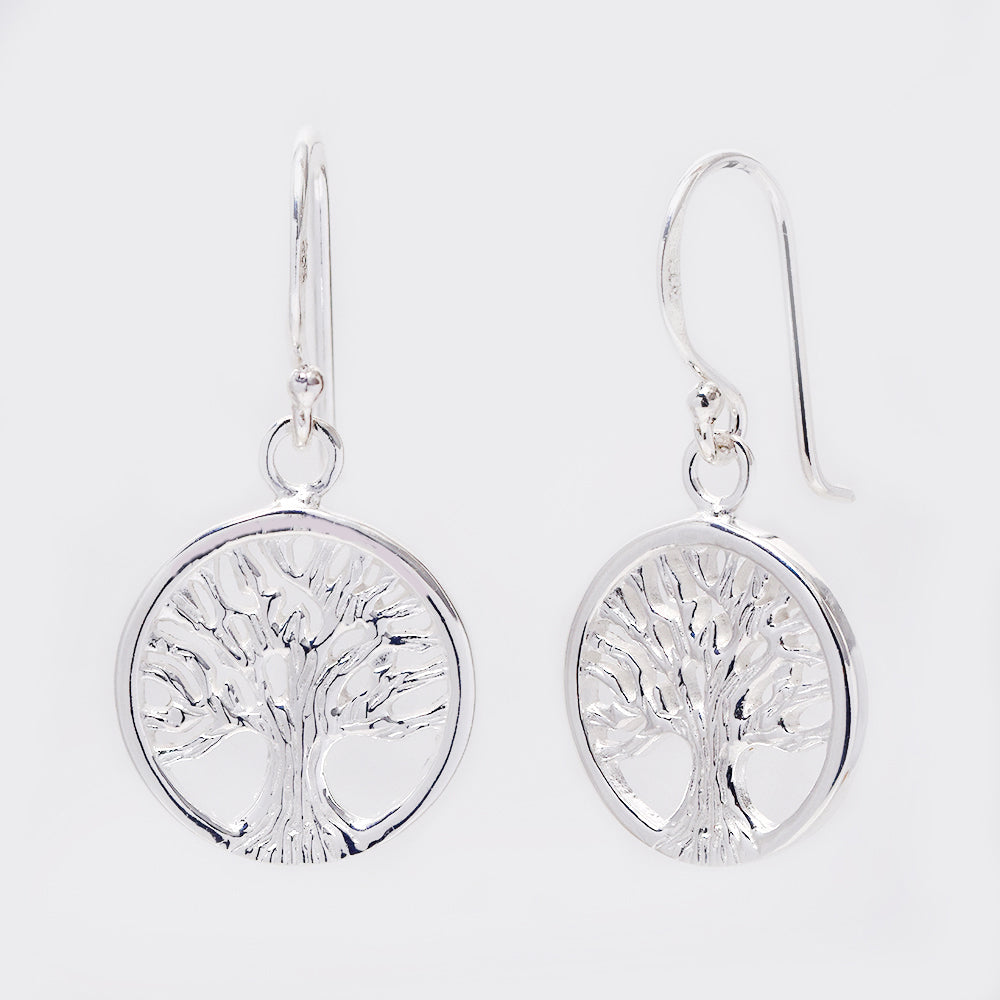 925 Silver tree of life drop earrings - SBE1093