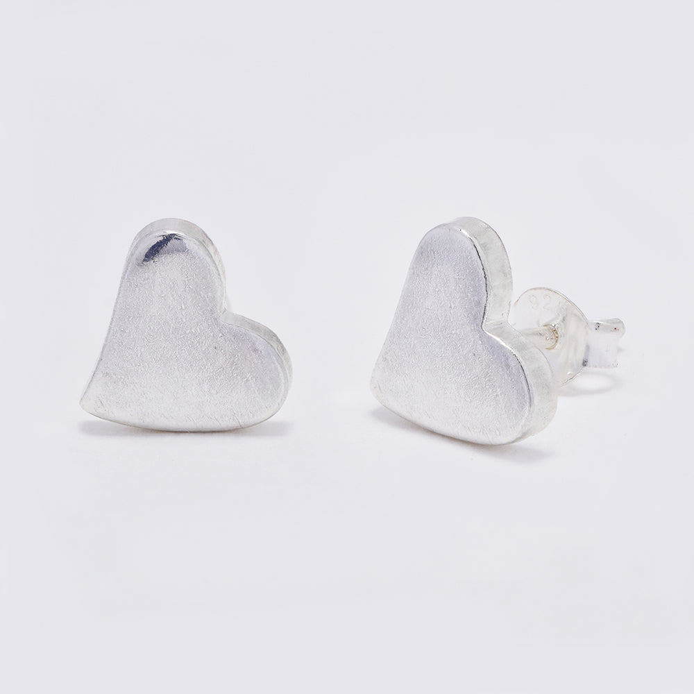 925 Silver heart stud earrings - SE1039