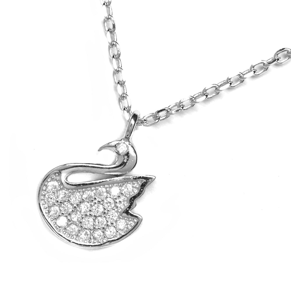 925 Silver cubic zirconia swan necklace - SGN5050