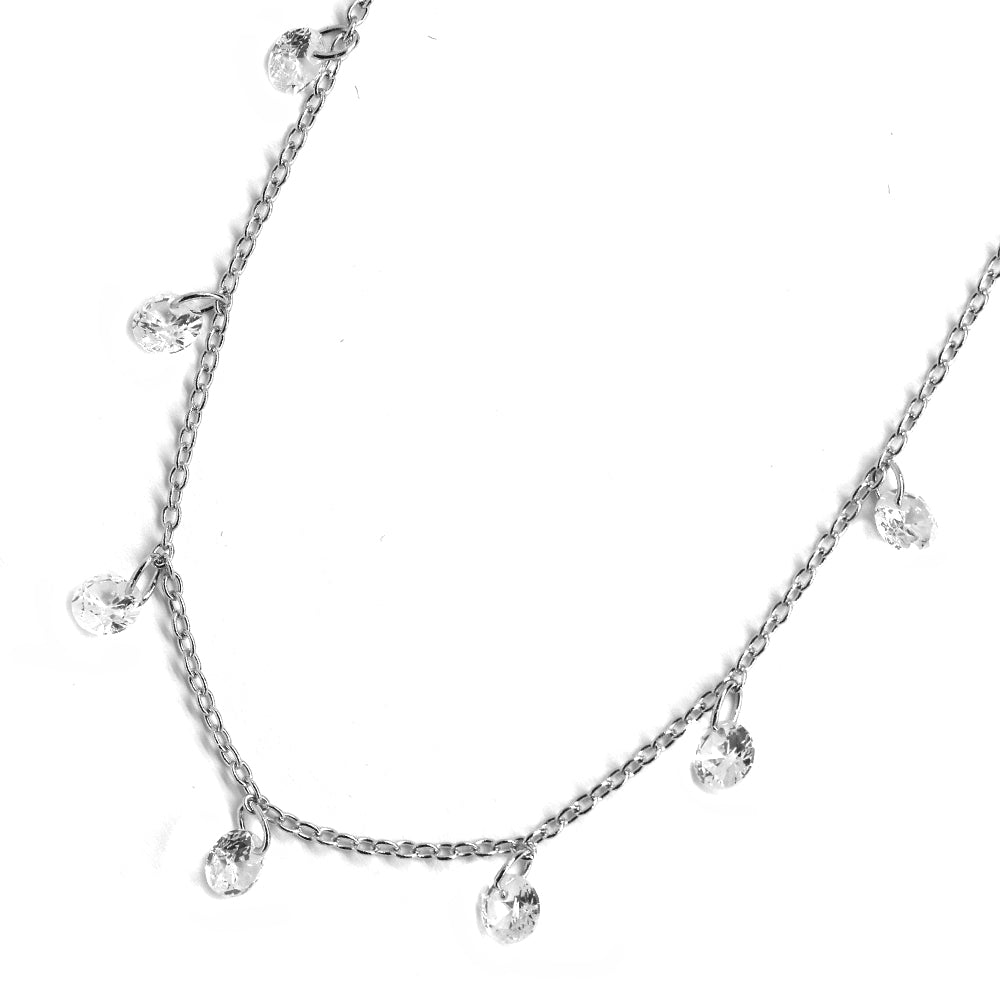 925 Silver clear cubic zirconia necklace - SGN7182