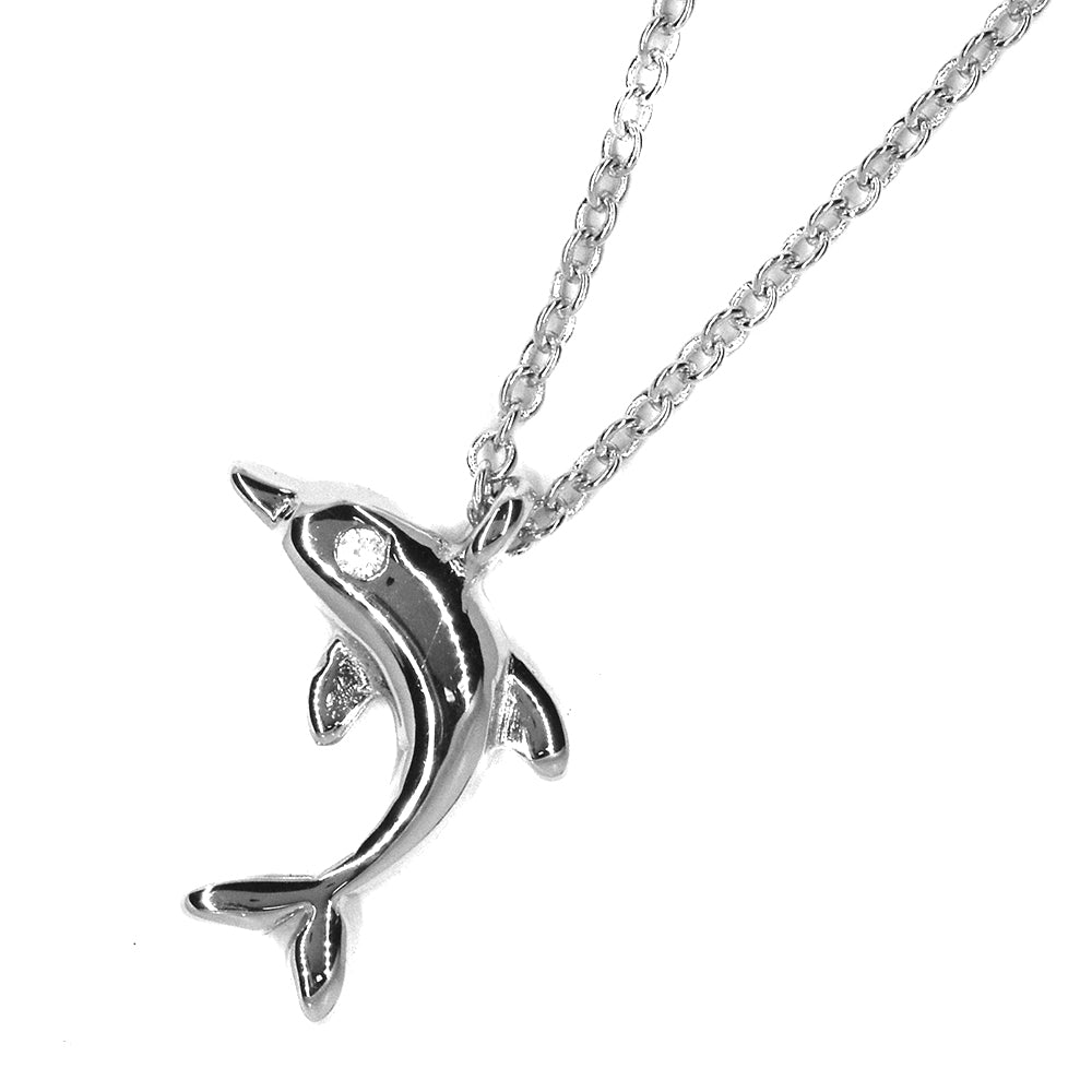 925 Silver dolphin stone necklace - SGN899