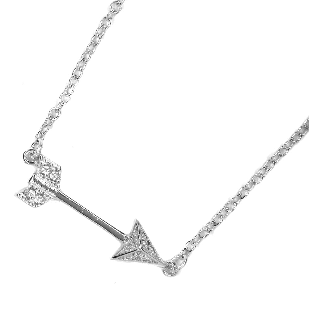 925 Silver Cubic Zirconia arrow necklace - SGN920