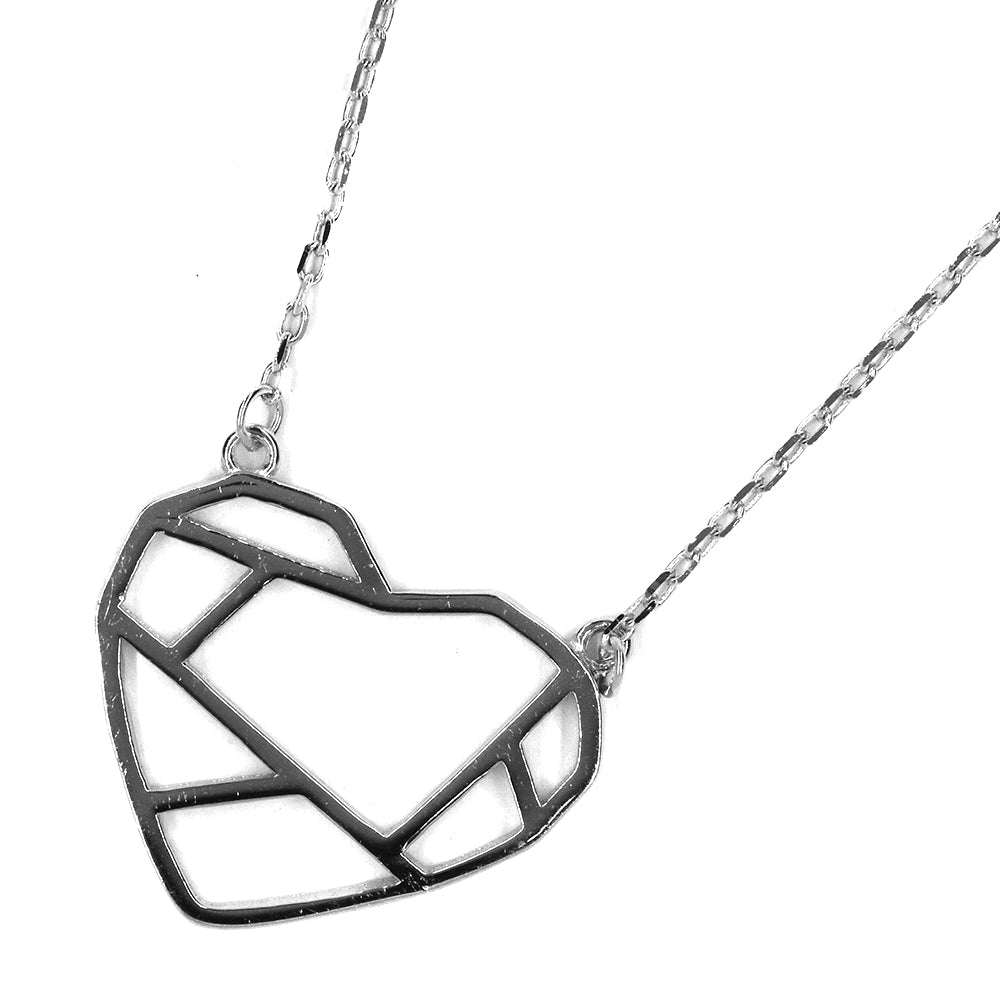 925 Silver cut out heart necklace - SGN955