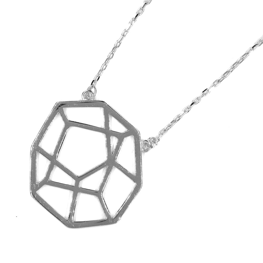 925 Silver cutout geoid geometric necklace - SGN959