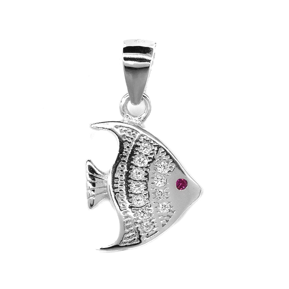 925 Silver cutout cubic zirconia angel fish pendant - SGP6034