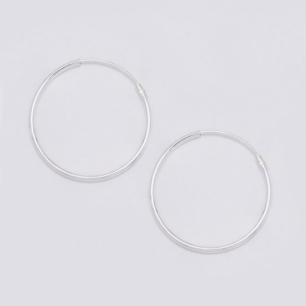 925 Silver 24mm x 1.2mm hoop earrings - SHOOP-1.2X24