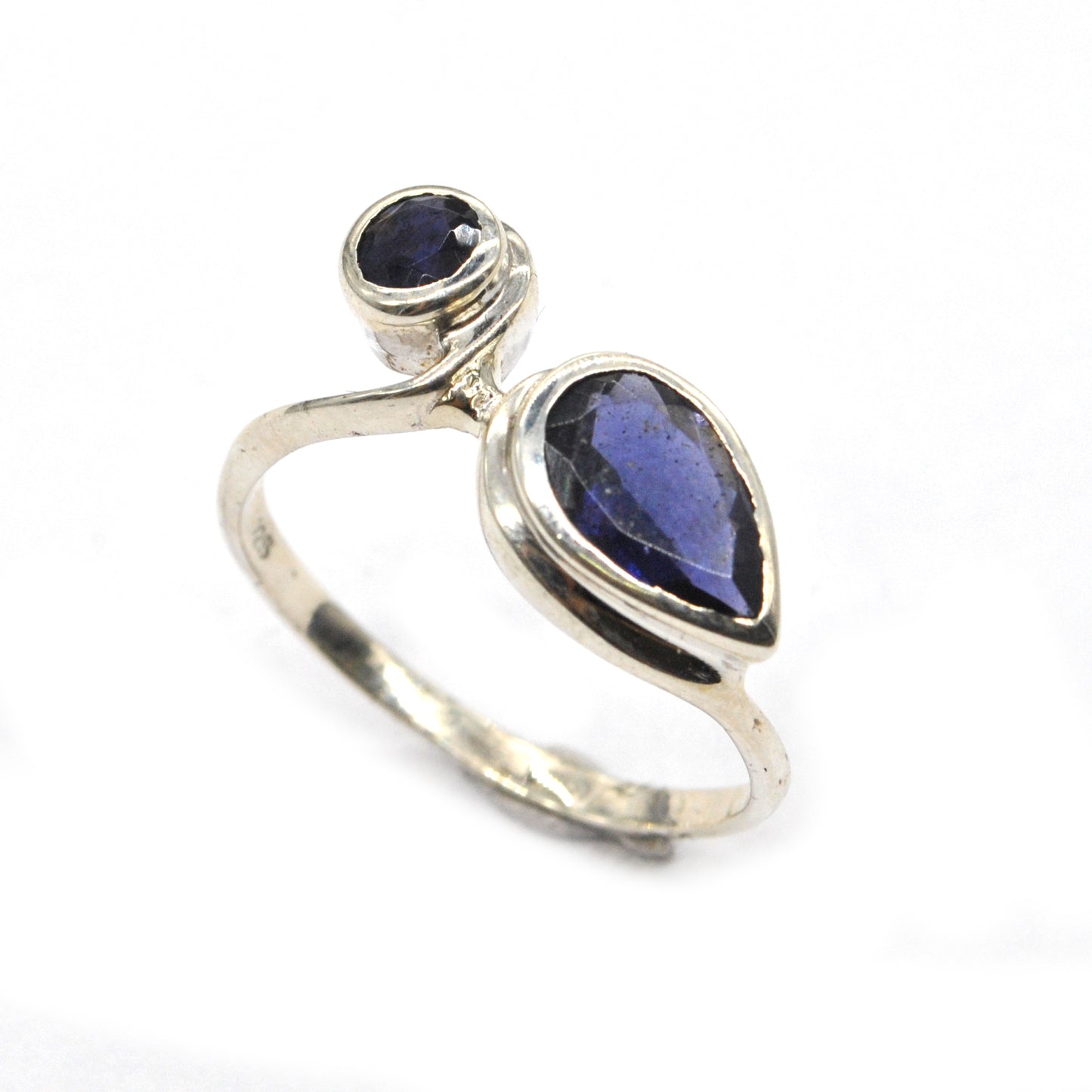 925 Silver amethyst tear drop stone ring - SIR242