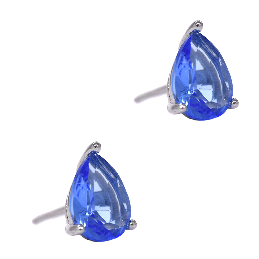 925 Silver 8mm x 6mm cubic zirconia pear stud - SME2113