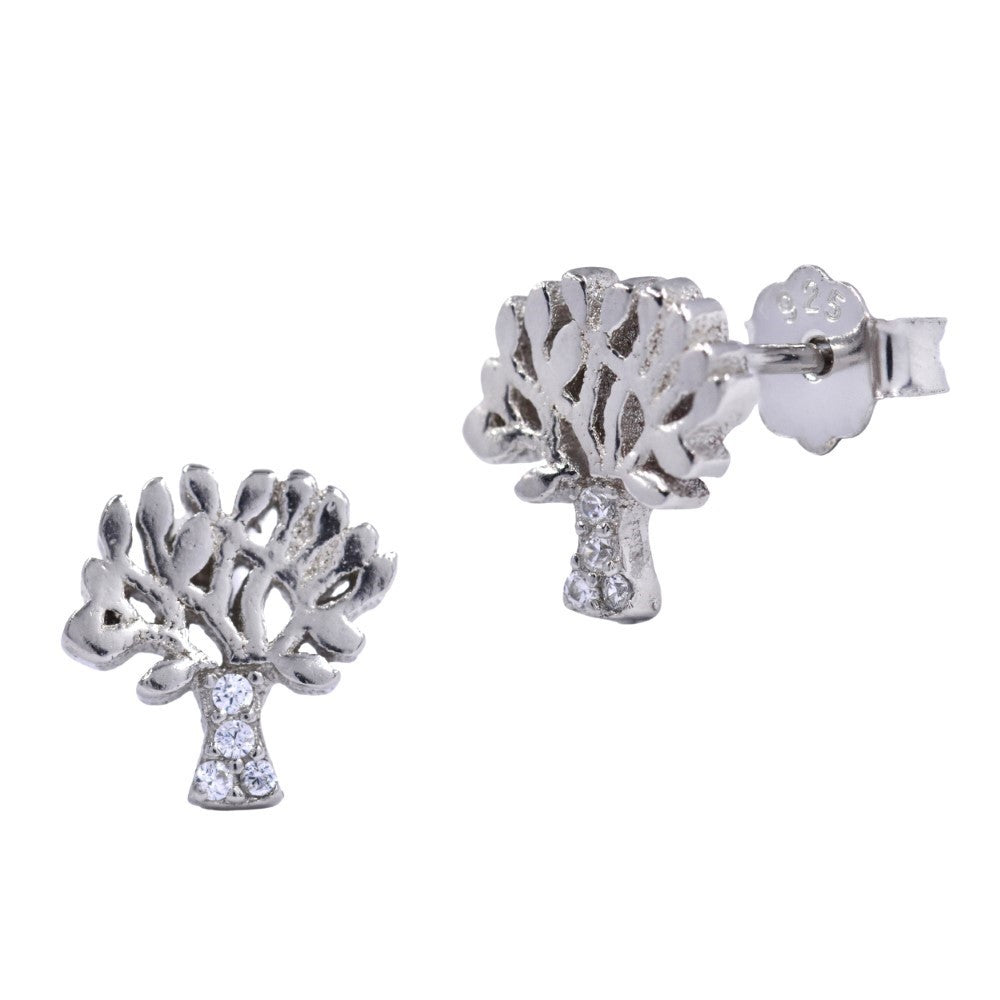 925 Silver cubic zirconia tree of life stud earring - SME2820