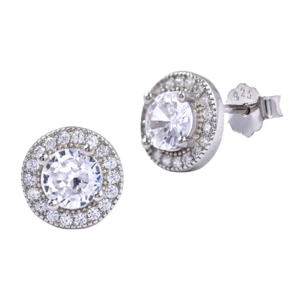 925 Silver round cubic zirconia stud earring - SME2823