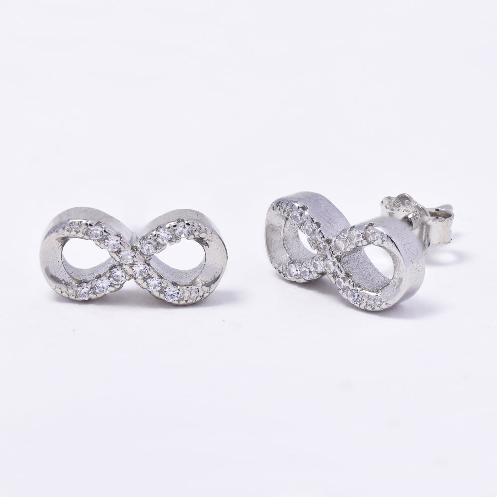 925 Silver cubic zirconia infinity stud earrings - SME2966