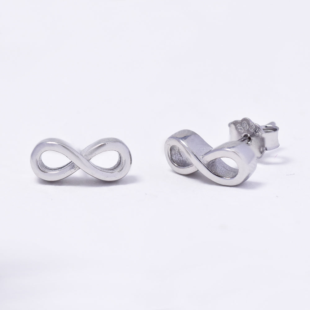 925 Silver plain infinity stud earrings - SME2967