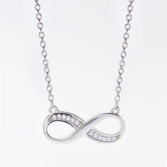 925 Silver cubic zirconia infinity pendant attached to chain - SMN2973