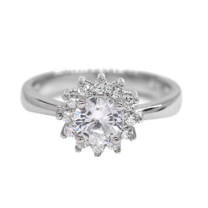 925 Silver flower Cubic zirconia ring - SMR2549