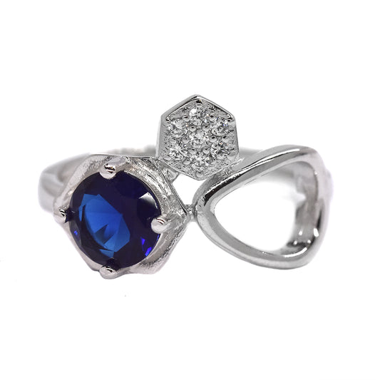 925 Silver geometric Cubic zirconia ring - SMR2556