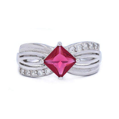 925 Silver twisted square Cubic zirconia ring - SMR2558