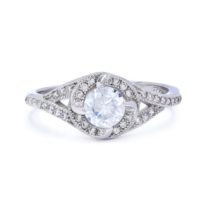 925 Silver twist halo Cubic zirconia ring - SMR2924