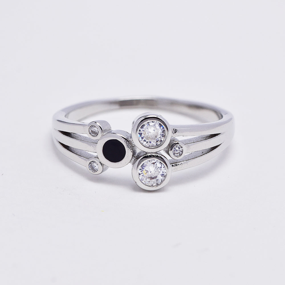 925 Silver blue and white cubic zirconia tube set ring - SMR2997