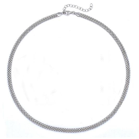 925 Silver 37+5cm X 4mm flat mesh necklace - SN1017