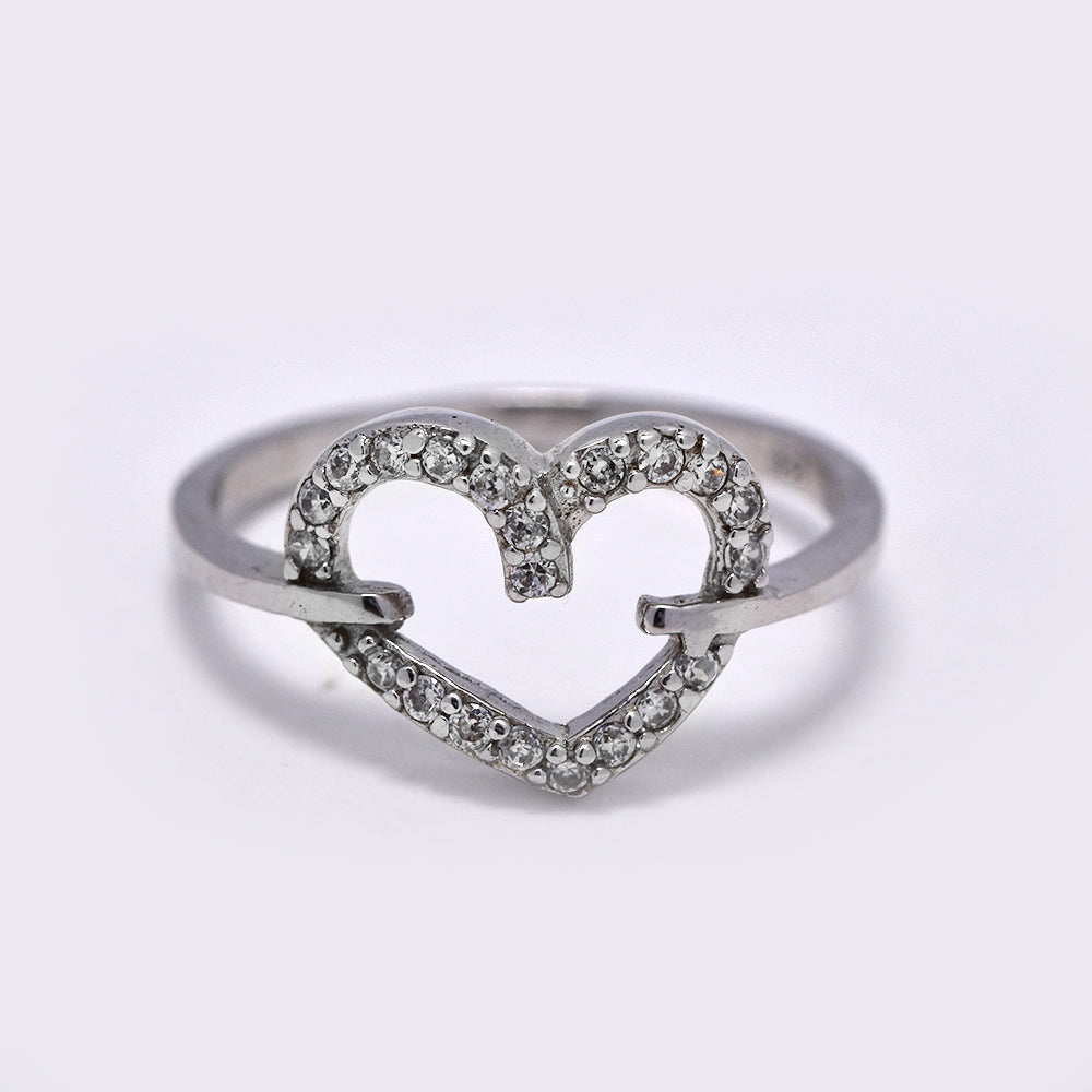 925 Silver cubic zirconia heart ring - SRGE153