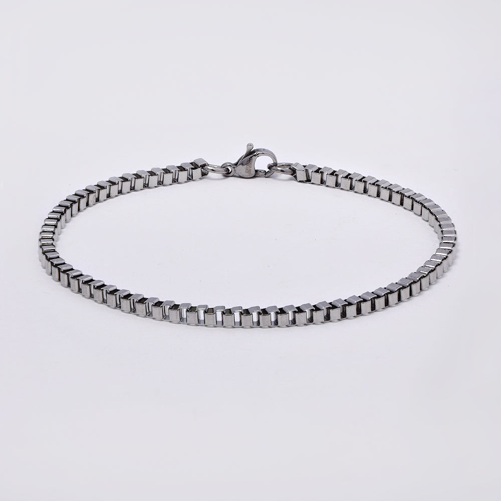 Stainless steel 2 pack box bracelet - 3mm x 22cm - SSBOX-3X22