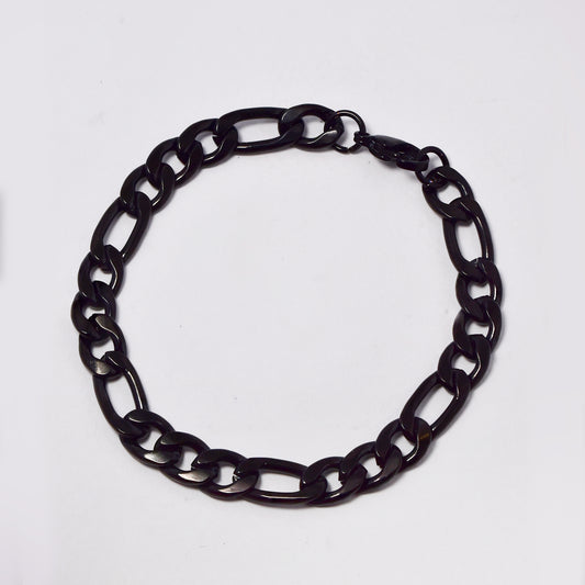 Stainless steel black 22cm x 8.5mm figaro bracelet - SSFIG-8.5X22