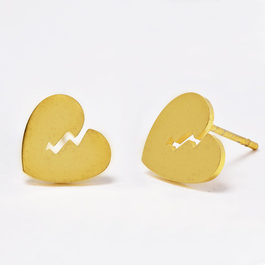 2 Pack stainless steel broken heart stud earring - SSGE1241