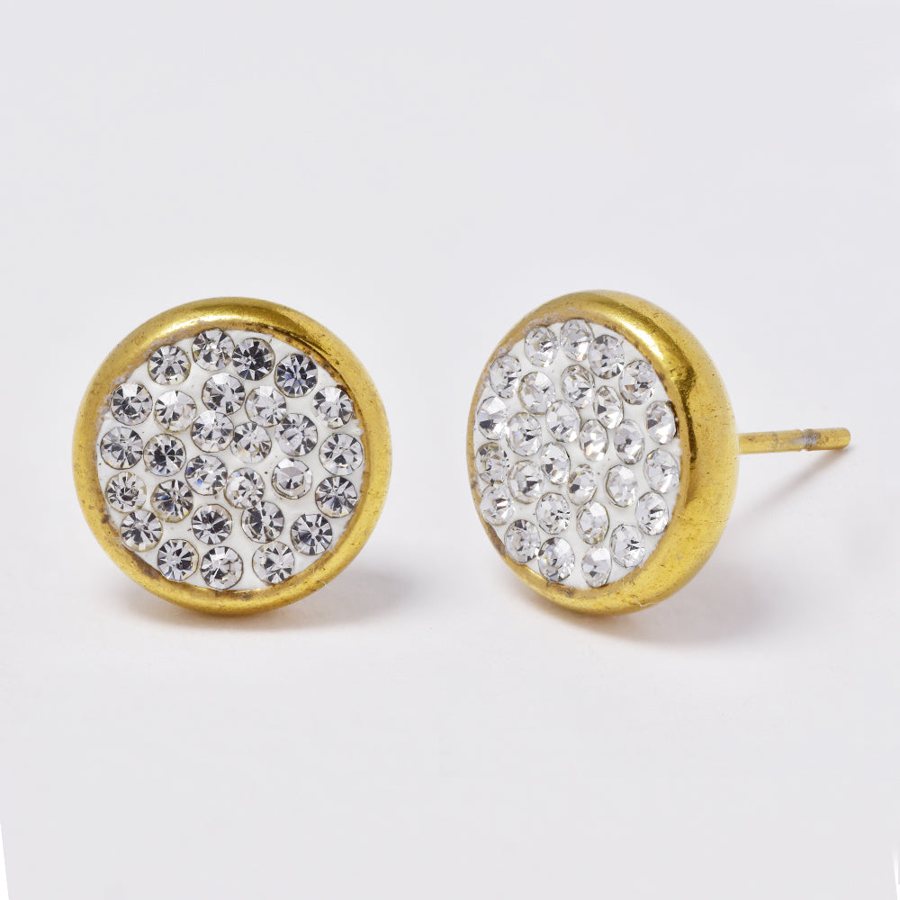 Stainless steel gold cubic zirconia stud earring