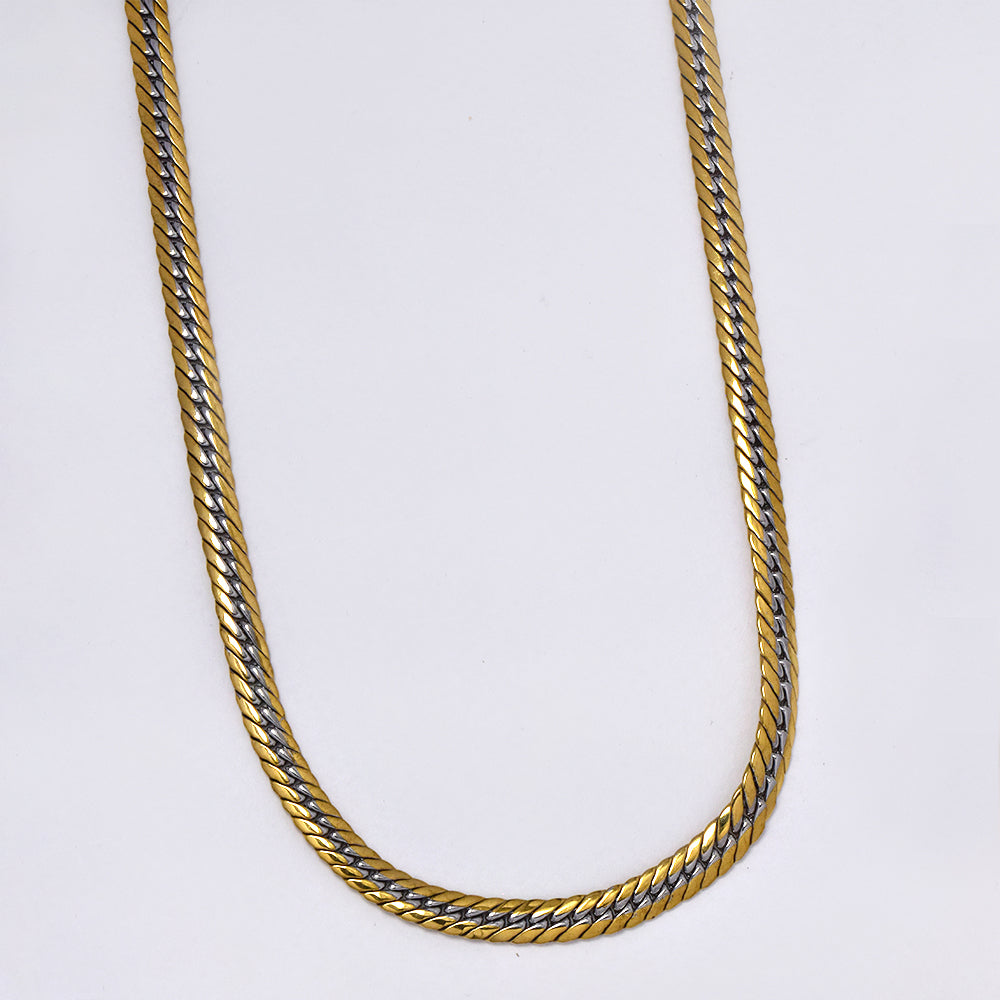 Stainless steel two toned 6mm x 60cm Cuban chain - SSGN7437