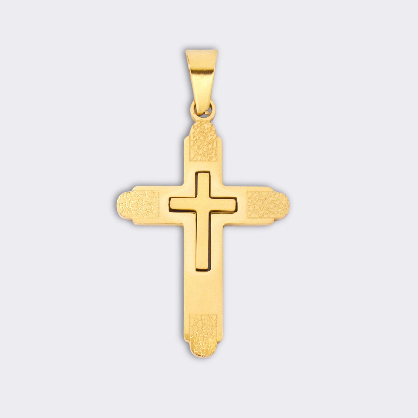 SSGP1572 - Steel round edge cross pendant