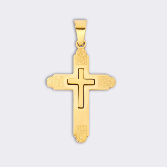 SSGP1572 - Steel round edge cross pendant