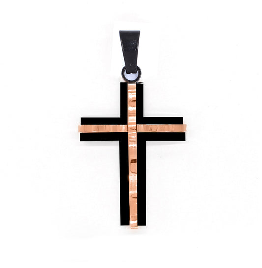 Stainless steel wave cross pendant - SSGP3008