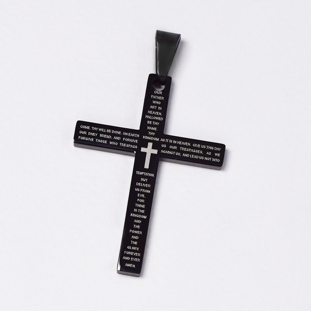 Stainless steel English prayer cross pendant - SSGP3388i