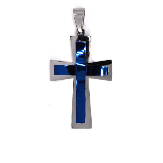 Stainless steel two tone cross pendant - SSGP7330i