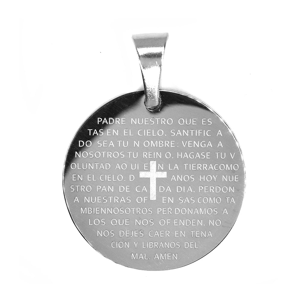 Stainless steel large round engraved disc pendant - SSGP7373