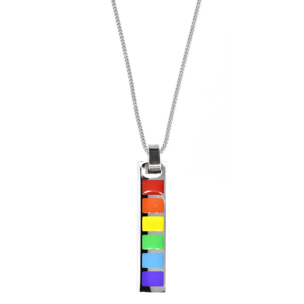 Stainless steel rainbow bar pendant - SSGP7374