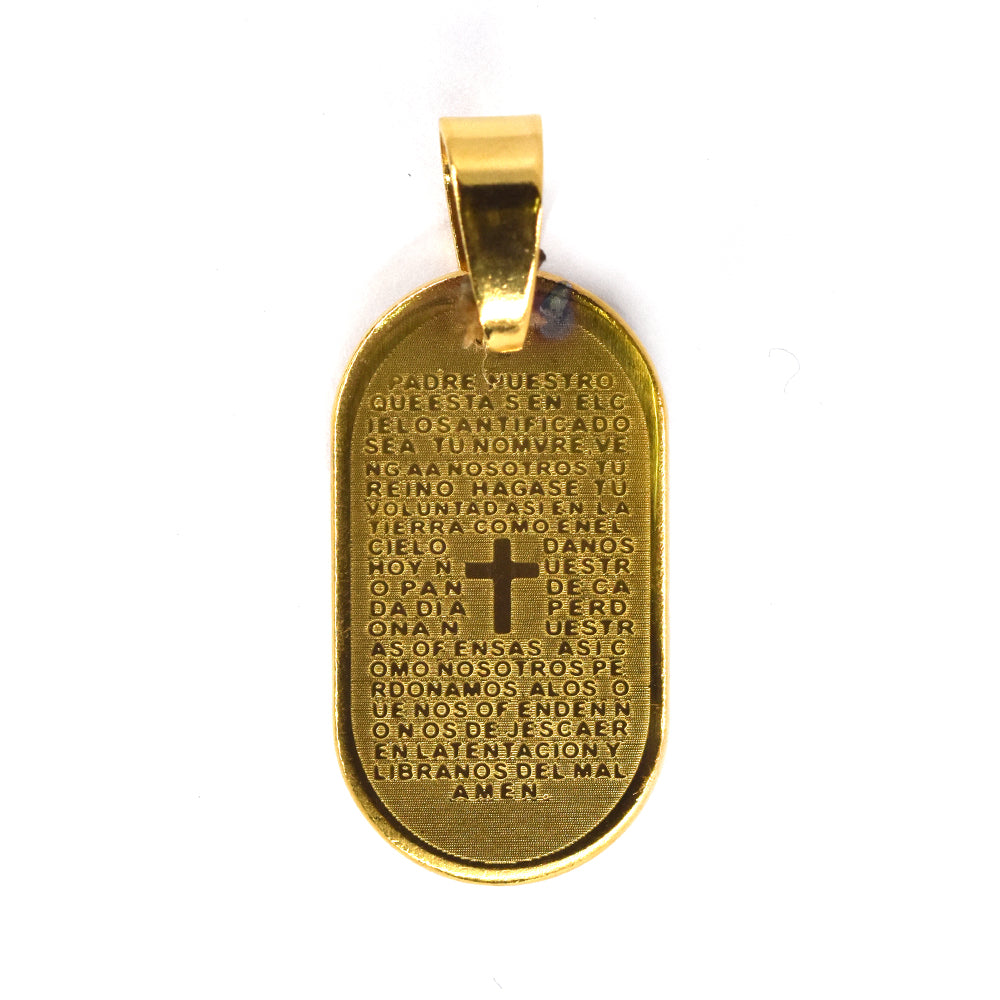 Stainless steel engraved oval gold plated pendant - SSGP7493