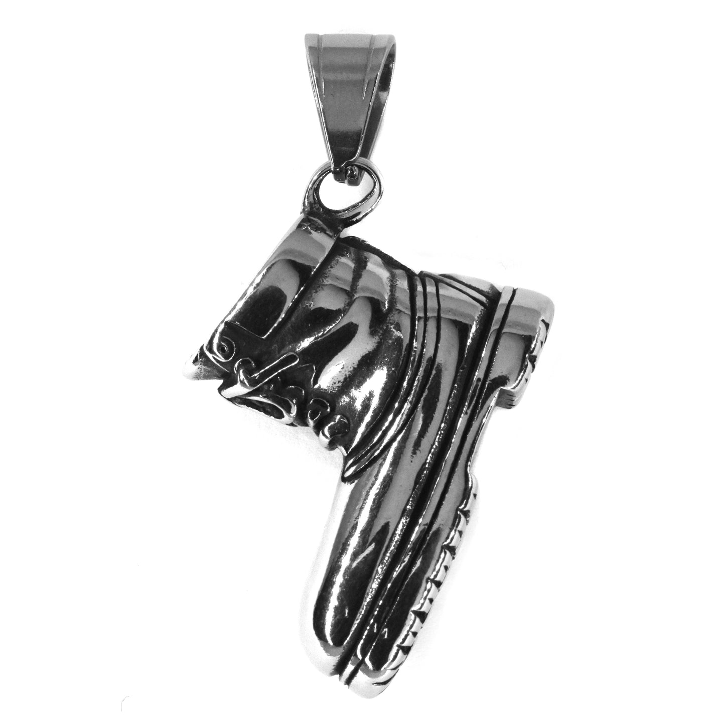 Stainless steel oxidised boot pendant - SSGP9221