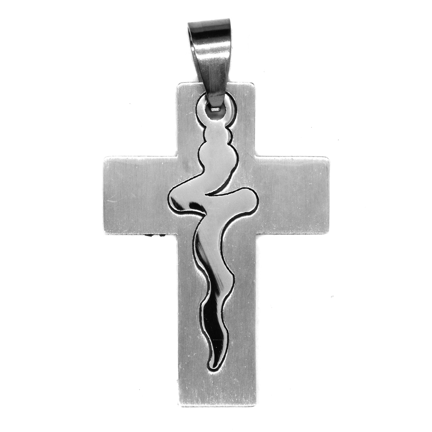 Stainless steel snake cutout cross pendant - SSGP9263