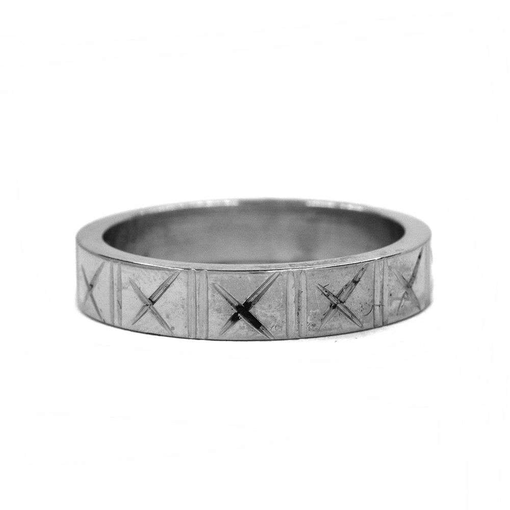 Stainless steel engraved X band ring - SSGR630