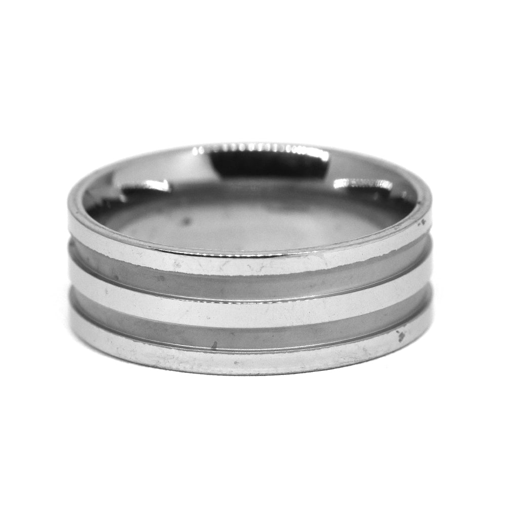 Stainless steel broad three line ring - SSGR7452