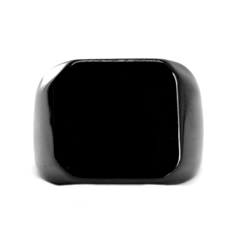 Stainless steel black square signet ring - SSGR7462