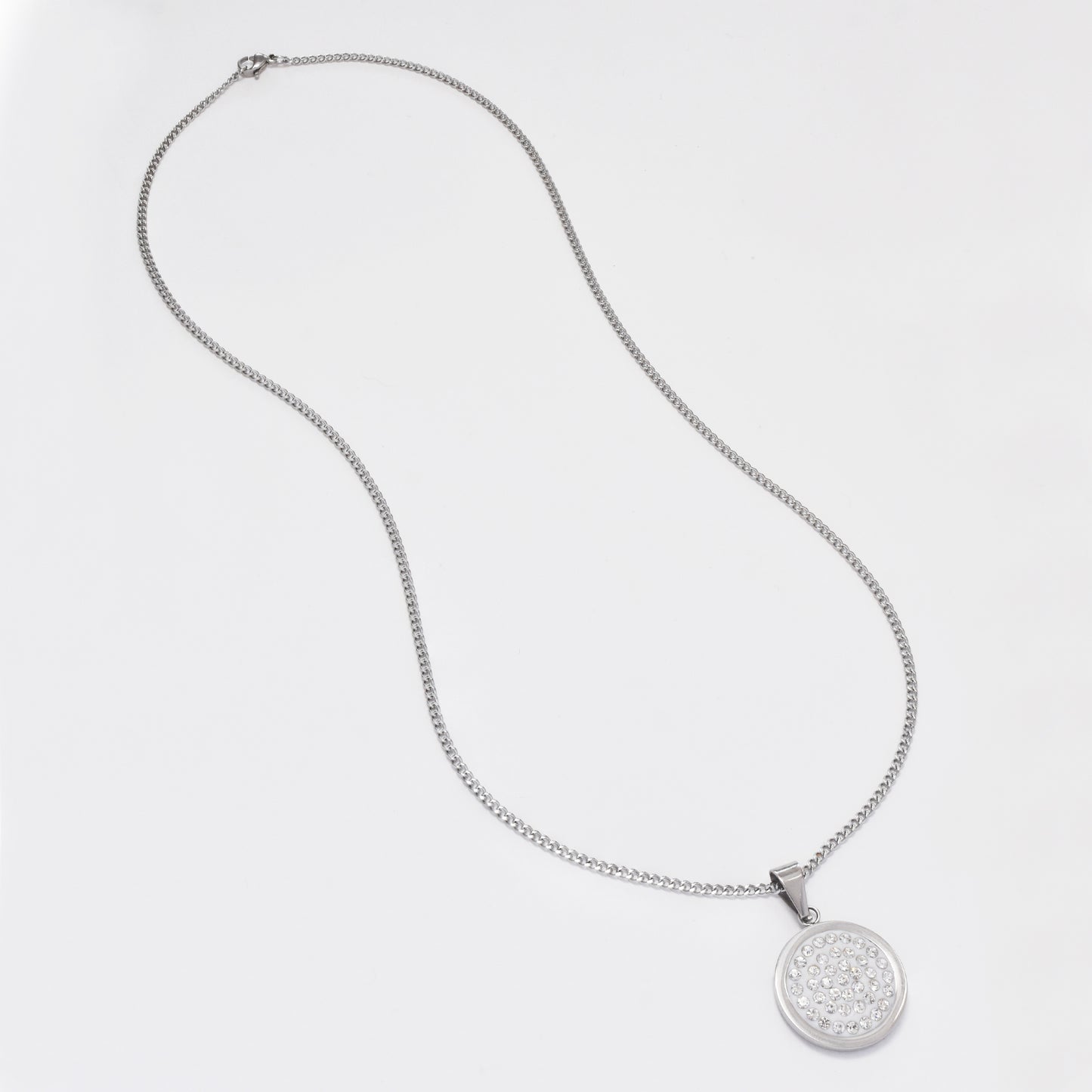 SSMP001 - Steel diamante disk necklace