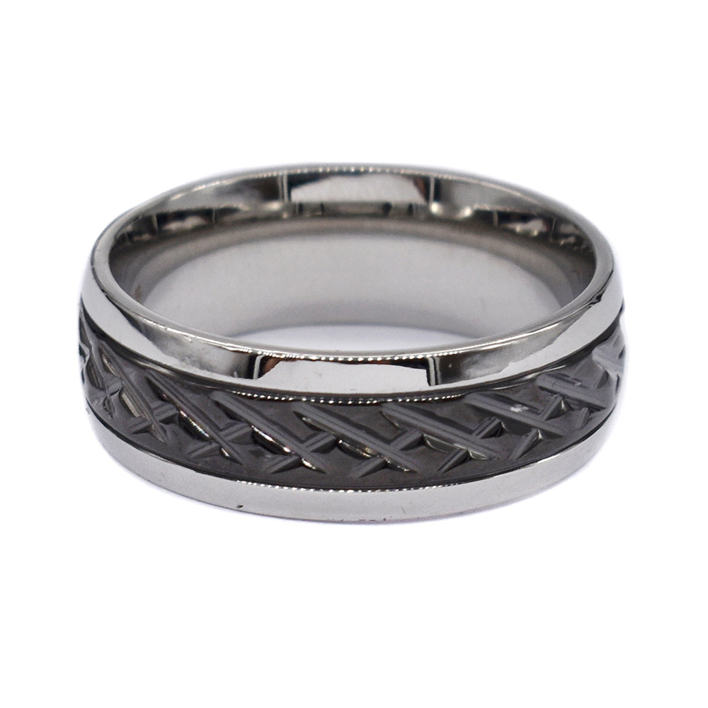 Stainless steel three tone ring Size: T - SSR2926