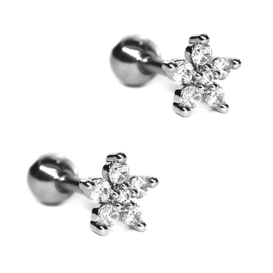 2 Pack stainless steel flower cartilage piercing
